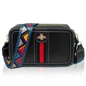 1149 Designer Crossbody Bag Bee Shoulder Purse Trendy Wide Strap Camera